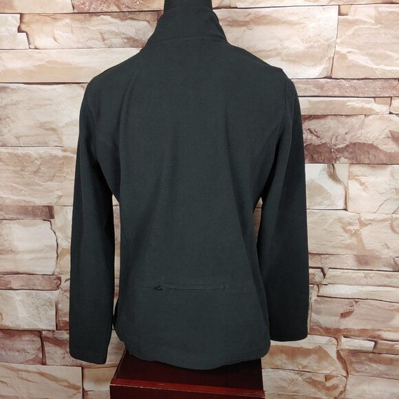 Eddie Bauer EB Sport Womens L Black Fleece Quarter Zip Pullover Jacket Back Zip - Picture 4 of 9